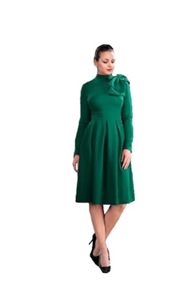 ADROM Office dress, Rhynna, Flared with bow, green, 40 EU
