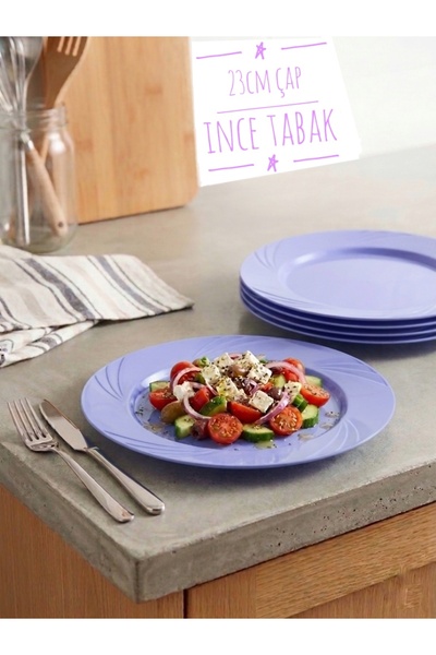 Ta-Fu Global 12 Adet Mika Plastik Tabak LİLA