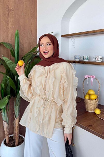 Hazamoda Блуза с волани „Момо“ в бежово