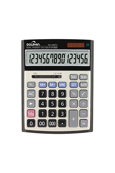 Dolphin DC-260TV 16-Digit Metal Calculator - Tax Function , Dual Power