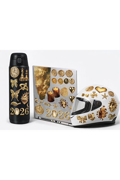 Limitless Design مجموعة ملصقات ذهبية عتيقة الطراز مقاس 22x30 سم - قلب ذهبي جمالي