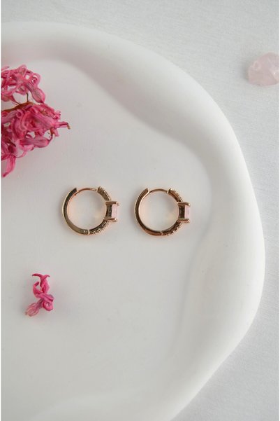 Sacce Scarves&Accessories Baguette Stone Hoop Earrings – Elegant Women's Earrings with Zircon Stones