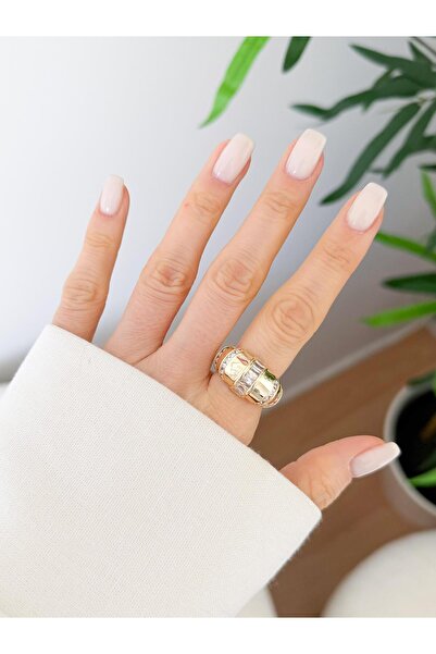 Venus Design Steel Stone Curved Ring (Adjustable)