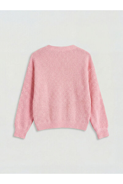 LC Waikiki Lcw Kids Pink Knitwear Embroidered Girls' Cardigan with Nevavm Dif...
