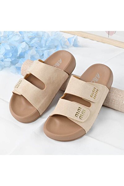 Tmall Women's Casual Slippers, Made of ecological suede, PD1093, Beige