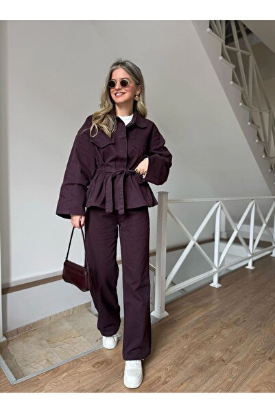 BelezaStore Claret Red Shirt Pants Suit