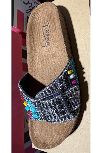 PLN SHOES Pien Pedli Anatomical Comfortable Stone Buckled Beaded Women's Slipper