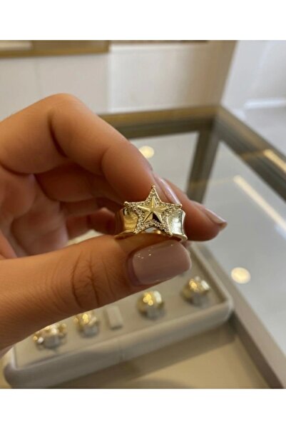Xui Trend Model Gold Renk Ayarlanabilir Star Yüzük/Zirkon Taş Detaylı Yıldızl...