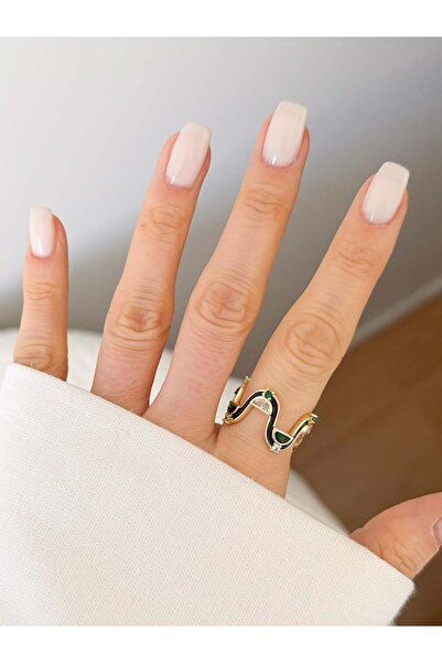 Venus Design Steel Green Stone Ring (Adjustable)