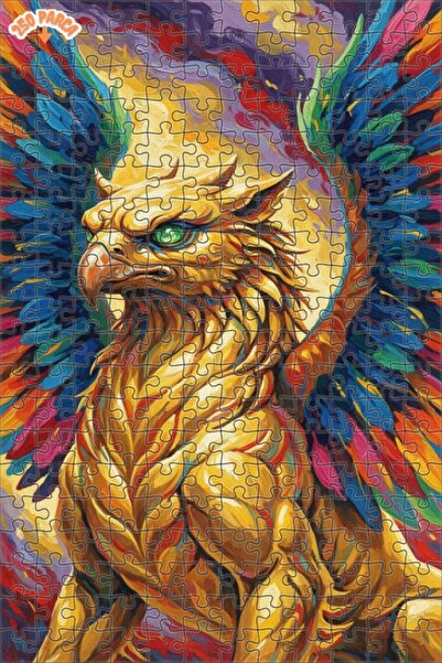 Esranın Dünyası Golden Winged Griffin Oil Painting Look Art Puzzle 250 Pieces...