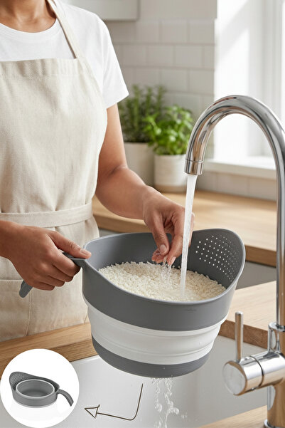 Melkan Home Foldable Rice Strainer 2.25 Liters – Foldable Kitchen Strainer Ve...