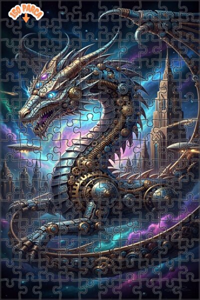 Esranın Dünyası Steampunk Dragon Universe Double Layer Framed Wooden Puzzle 1...