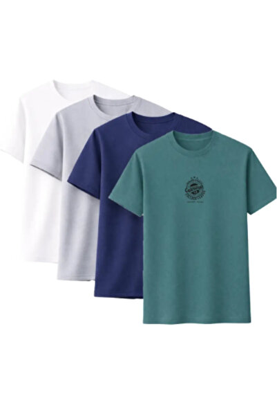 Sweetline Pack of 4 Unisex Oversized California Printed T-Shirts – White, Gre...