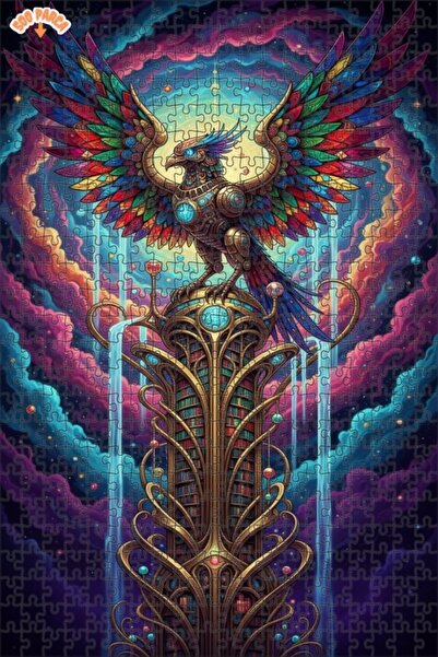 Esranın Dünyası Rainbow Winged Mechanical Phoenix Double-Layer Framed Wooden ...