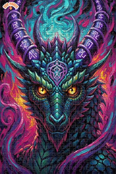 Esranın Dünyası Dragon-Eyed Symbolic Cornelius Art Double-Layer Framed Wooden...