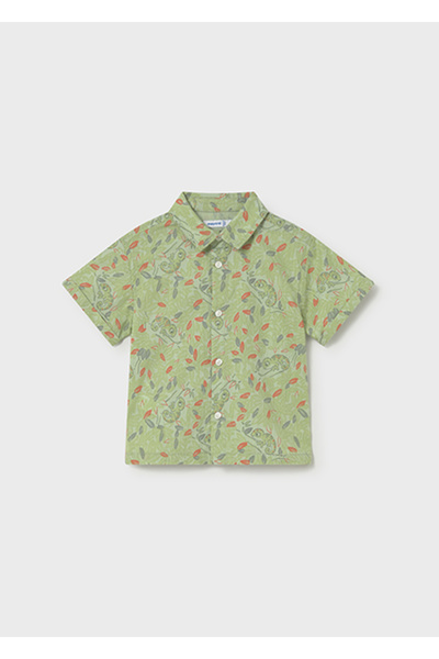 MAYORAL Baby Boy Short Sleeve Patterned Shirt Green 01114