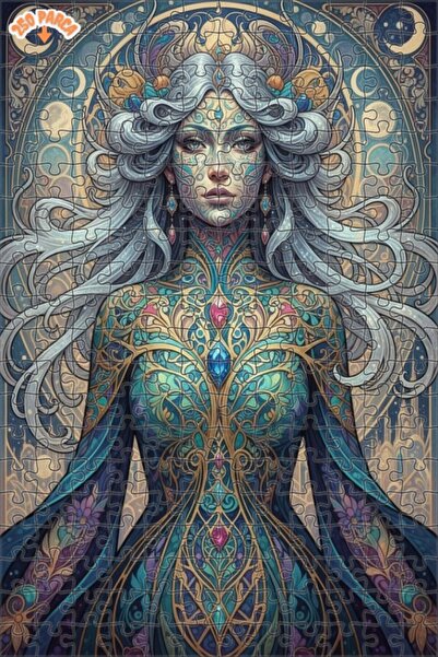 Esranın Dünyası Mysterious Moon Goddess Oil Painting Lookalike Double-Layer F...