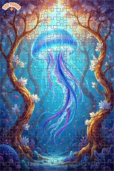 Esranın Dünyası Magical Jellyfish Forest Oil Painting Lookalike Double-Layer ...