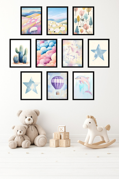 UNT Set de 10 animale drăguțe în culori pastelate, cu aspect de ramă, cu tema...