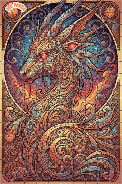 Esranın Dünyası Tears of the Dragon Oil Painting Look Wooden Puzzle with Doub...