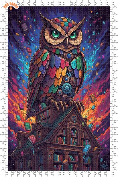 Esranın Dünyası Magical Knowledge Owl Double-Layer Framed Wooden Puzzle 500 P...