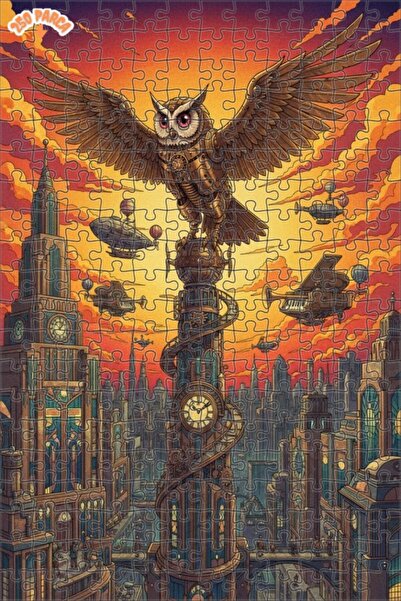 Esranın Dünyası لغز خشبي ميكانيكي على شكل بومة بارك ستيم سيتي مزدوج الطبقات إ...