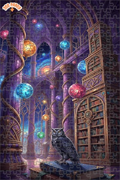 Esranın Dünyası Magical Wisdom Chamber Owl Art Double-Layer Framed Wooden Puz...