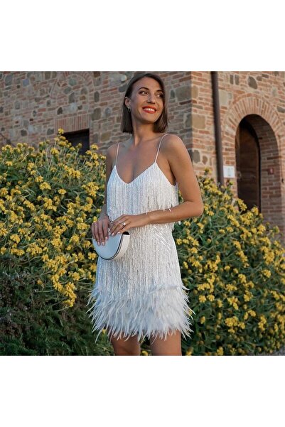 Divanni Atelier Brielle Tüylü Mini Elbise