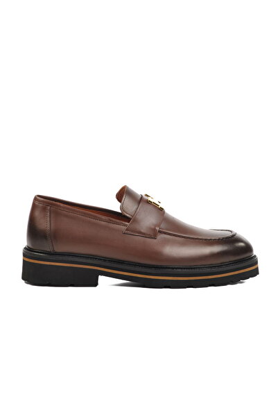Aspor Brown Genuine Leather Men's Loafer Shoes Premium