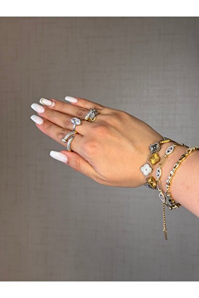 MOD10 Helen Jewerly Full Zircon Stone Gold Nail Ring Adjustable