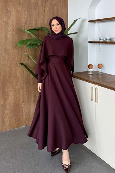 Şulemoda Giyim فستان دبل كاباروين باللون العنابي