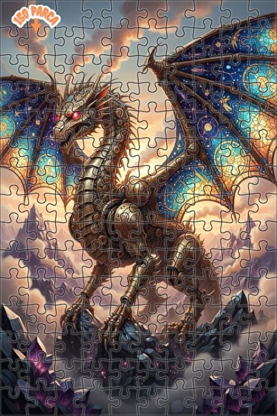 Esranın Dünyası Mechanical Dragon Victorian Steam Art Double-Layer Framed Woo...