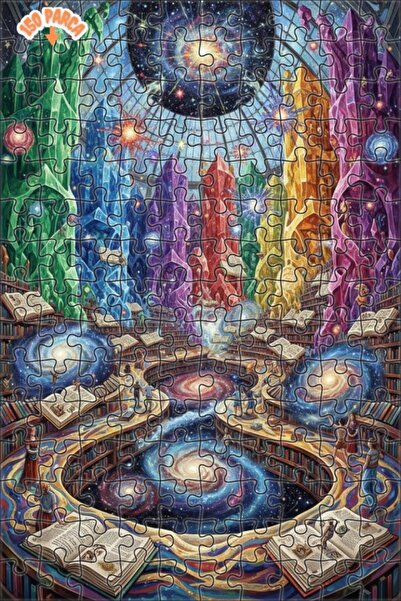 Esranın Dünyası Space Library Oil Painting Look Art Puzzle 150 Pieces 20X30