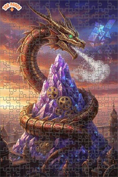 Esranın Dünyası Majestic Mechanical Dragon Art Double Layer Framed Wooden Puz...