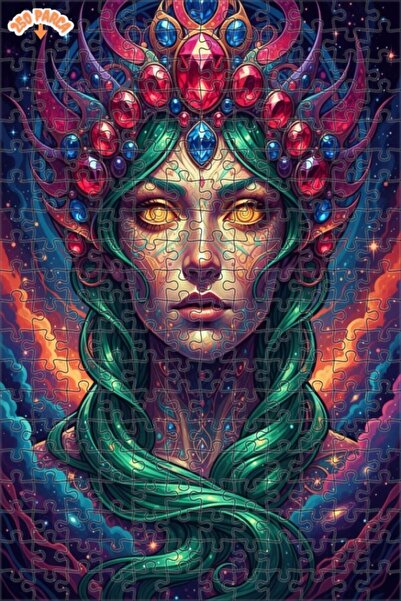 Esranın Dünyası Mysterious Cosmic Queen Oil Painting Look Double Layer Framed...