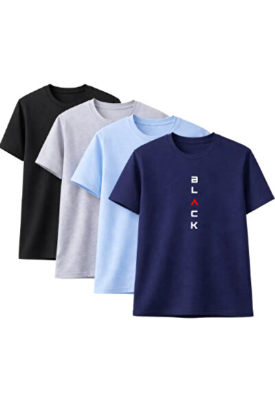 Sweetline Pack of 4 Unisex Oversized Black Printed T-Shirts – Black, Grey, Ba...