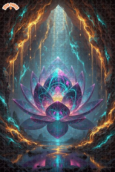 Esranın Dünyası Neon Floral Cave Art Double-Layer Framed Wooden Puzzle 1000 P...