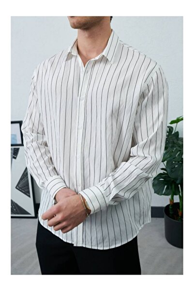 perasttesktil Men's Striped Regular Shirt