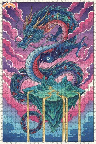 Esranın Dünyası Dragon Art Double Layer Framed Wooden Puzzle 1000 Pieces 70X50