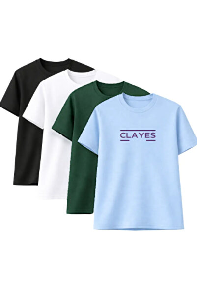 Sweetline Unisex T-Shirt Oversized Clayes Printed – Pack of 4 Black, White, G...