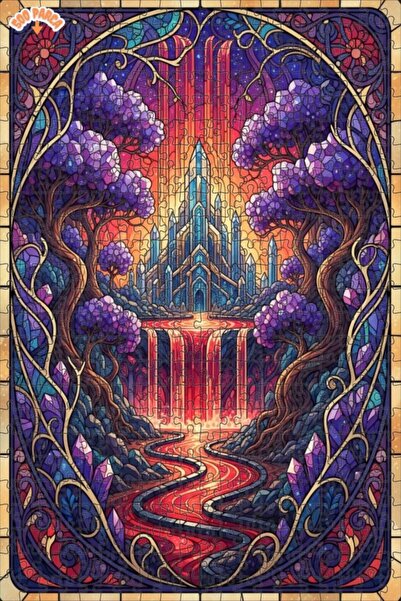 Esranın Dünyası Crystal Waterfall Palace Glass Mosaic Look Wooden Puzzle with...