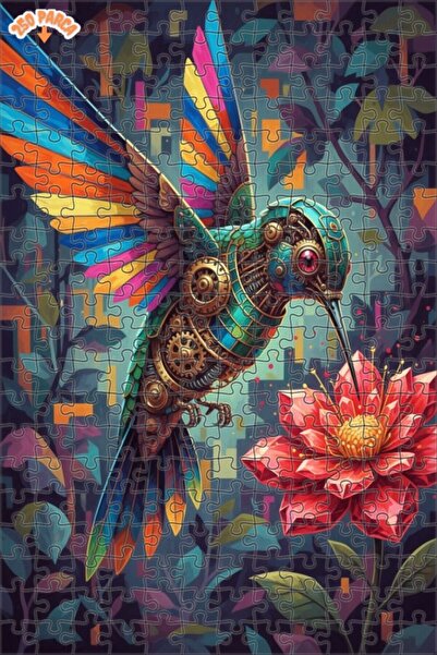 Esranın Dünyası لغز خشبي على شكل طائر الطنان الميكانيكي السحري بمظهر زيت اللو...