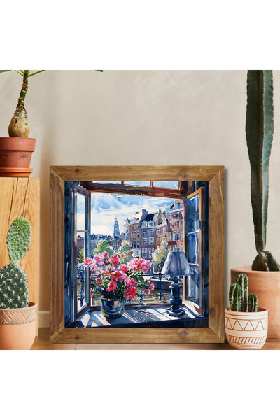 Tuba Decor Ξύλινος Τετράγωνος Πίνακας ζωγραφικής με πλαίσιο Άμστερνταμ