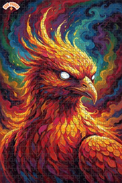 Esranın Dünyası لوحة زيتية لطائر الفينيق الزمردي المجنح من أليفين، لغز خشبي م...