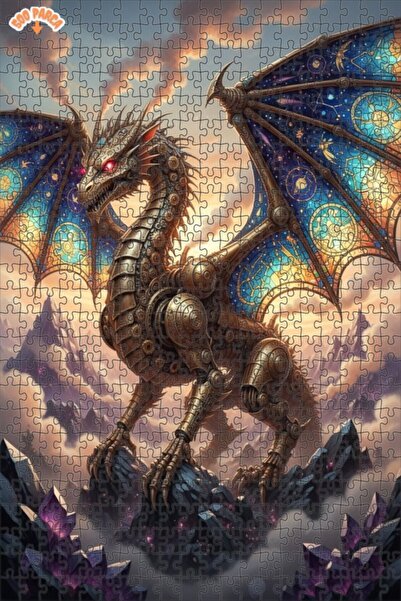 Esranın Dünyası Mechanical Dragon Victorian Steam Art Double-Layer Framed Woo...