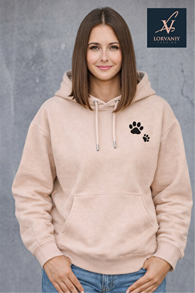 LORVANIY سويت شيرت للجنسين من cat مطبوع 3 Thread K بغطاء رأس