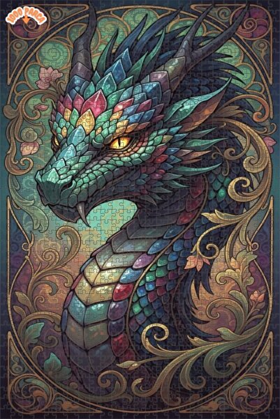 Esranın Dünyası Fabulous Crystal Dragon Art Double Layer Framed Wooden Puzzle...