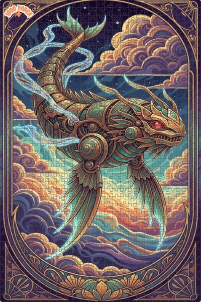 Esranın Dünyası Mystical Mechanical Sea Ej Leather Oil Painting Lookalike Dou...