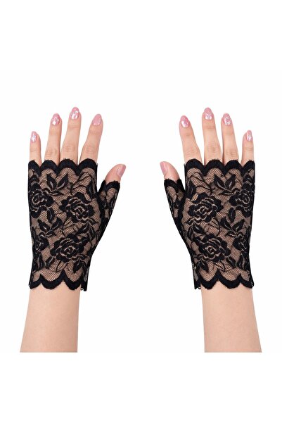 Skygo Black Lace Fingerless Short Gloves