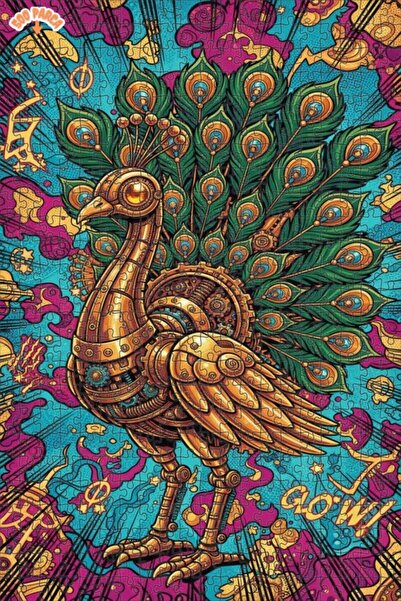 Esranın Dünyası لغز خشبي خطي على شكل طائر الطاووس الميكانيكي بالبخار، مكون من...